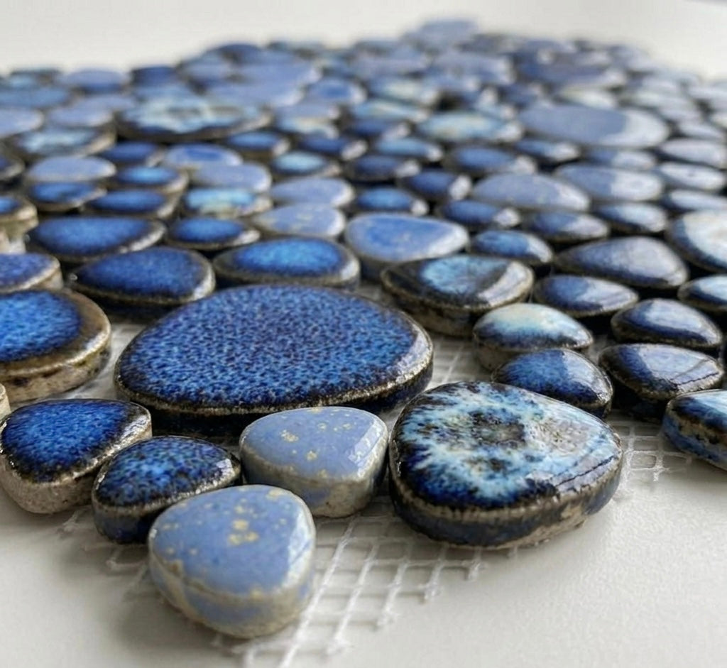 Poseidon Azure 11.5 x 11.5 Pebble Mosaic Tile - Pool Rated