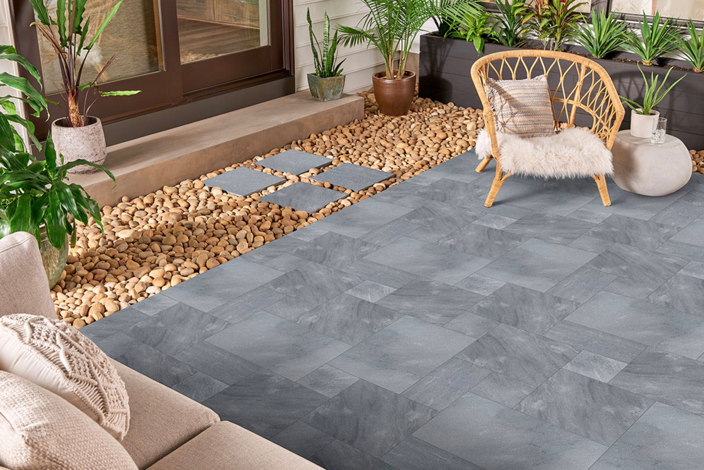 Cosmic Black French Pattern Sand Blasted Architectural Paver Tiles - 10 Bundles