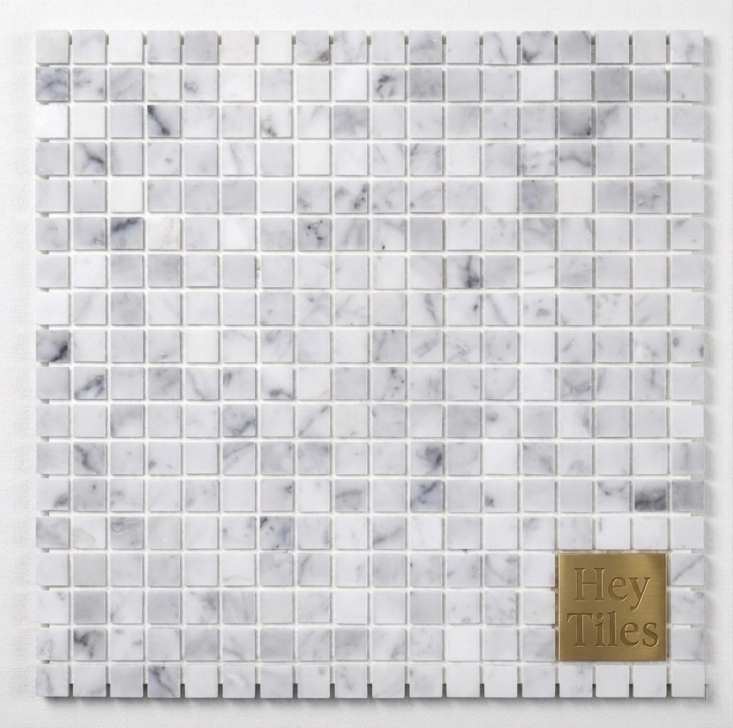 White Carrara Marble Square 5/8″ X 5/8 Mosaic Tile
