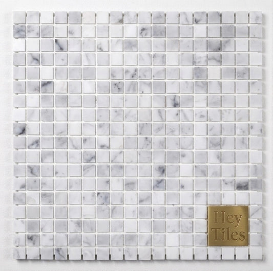 White Carrara Marble Square 5/8″ X 5/8 Mosaic Tile