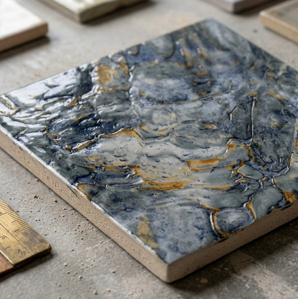 Inka Blue Quartz 6" x 6" Glazed Porcelain Pool Tile by Fujiwa Tile