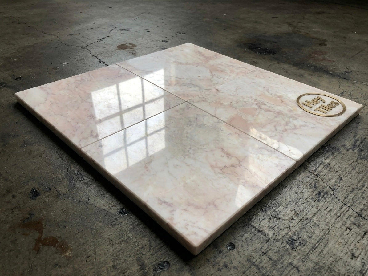 Premium Cherry Blossom Blush Pink 12x12 Polished Marble Flooring & Wall Tile