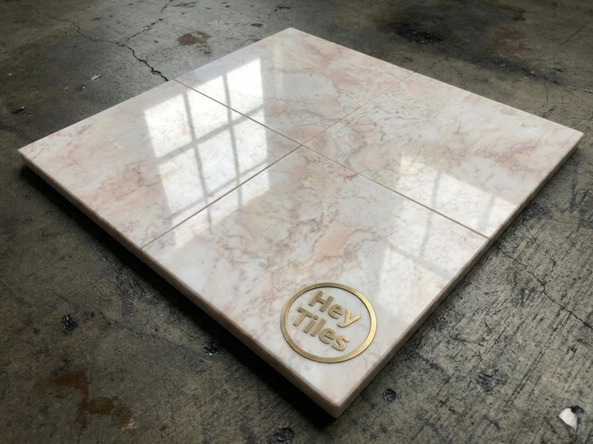 Premium Cherry Blossom Blush Pink 12x12 Polished Marble Flooring & Wall Tile