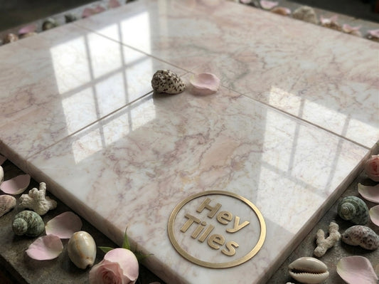 Premium Cherry Blossom Blush Pink 12x12 Polished Marble Flooring & Wall Tile