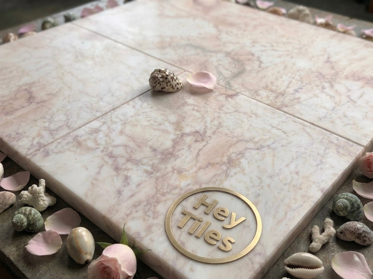 Premium Cherry Blossom Blush Pink 12x12 Honed Marble Flooring & Wall Tile