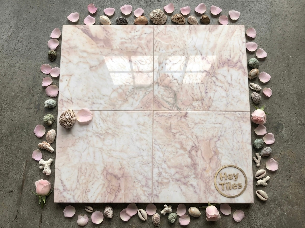 Premium Cherry Blossom Blush Pink 12x12 Honed Marble Flooring & Wall Tile