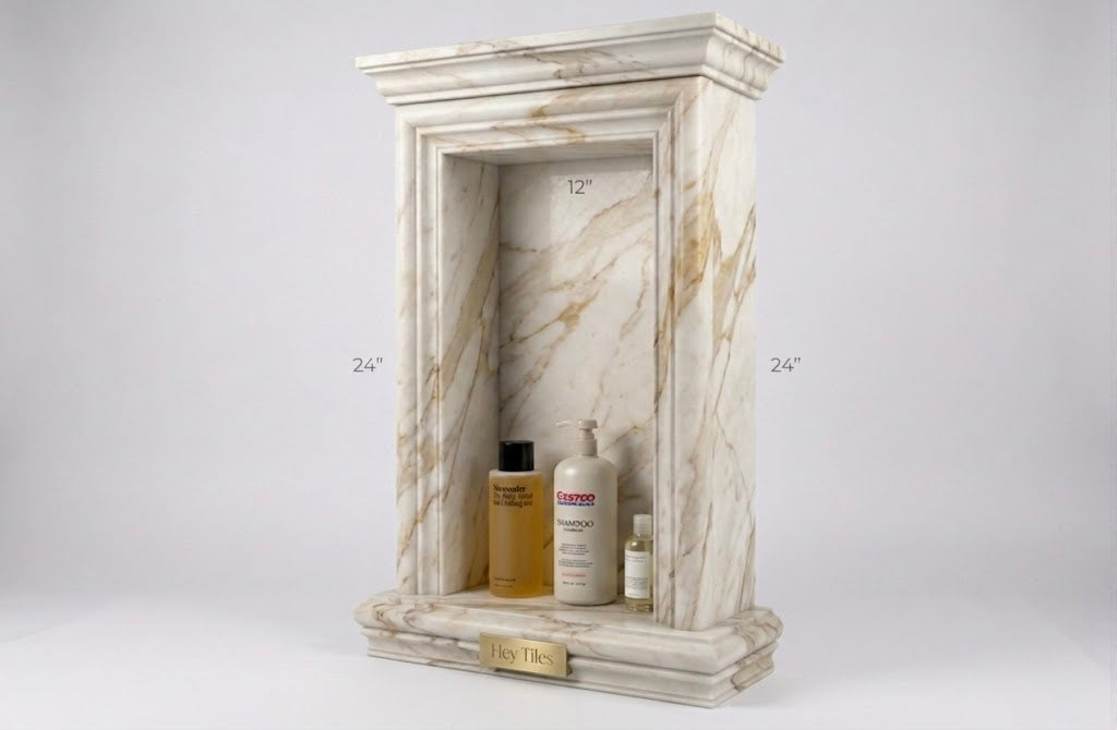Calacatta Gold Tall Bottle" Luxury  12"x24" Shampoo Niche