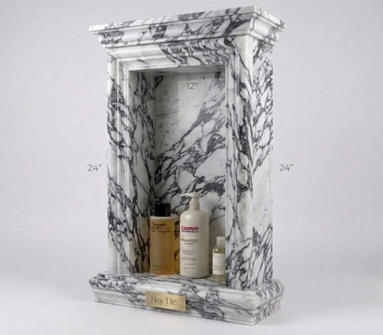 Tall Bottle" Luxury Niche: Arabescato Italian Marble Edition 12" x 24"