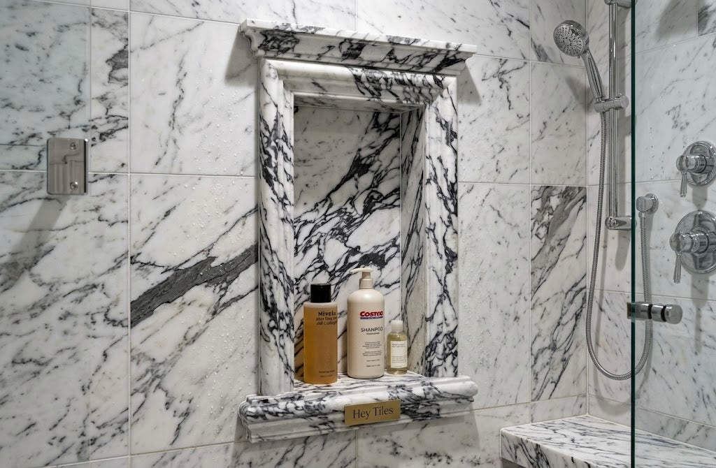 Tall Bottle" Luxury Niche: Arabescato Italian Marble Edition 12" x 24"