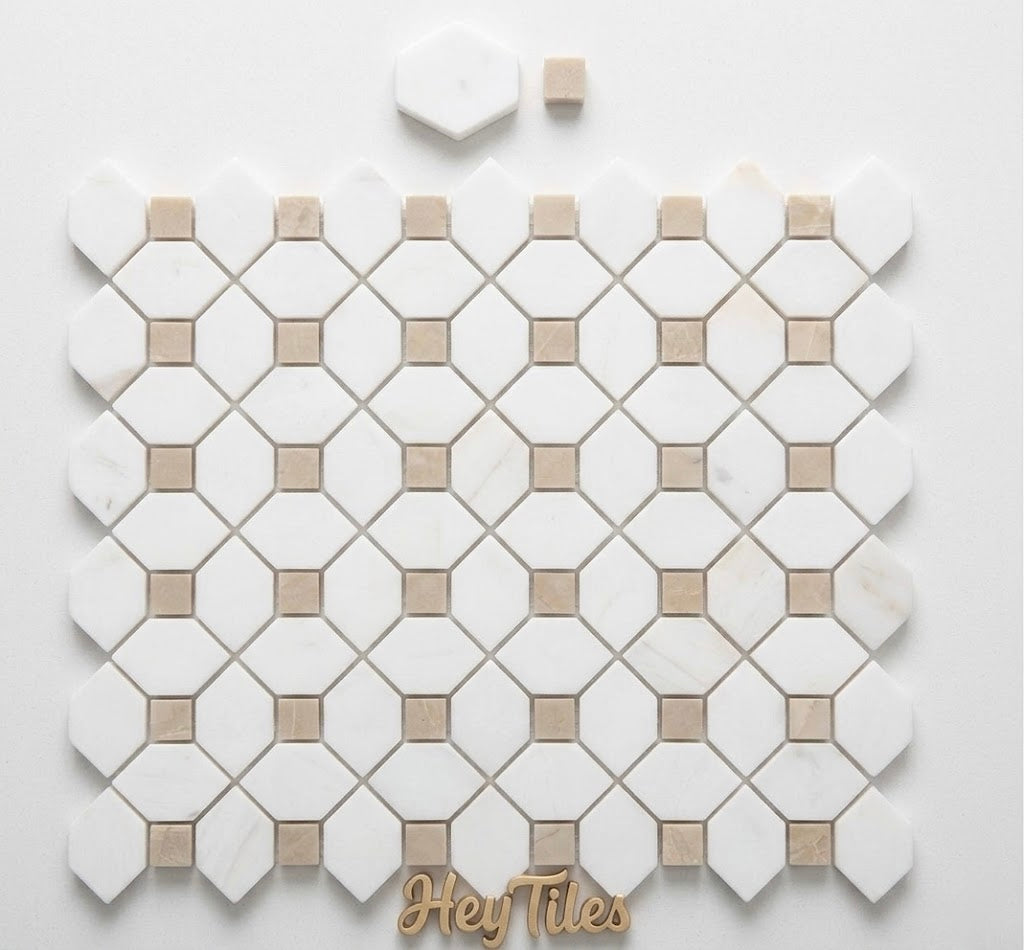MSI Bianco Dolomite Crema Dotty Polished Marble Mosaic