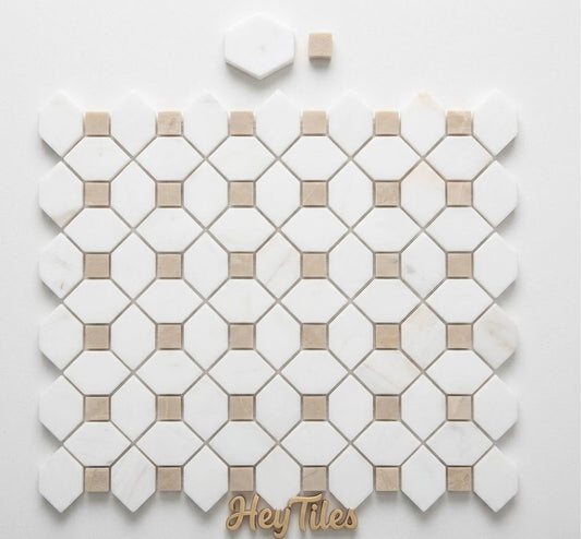 MSI Bianco Dolomite Crema Dotty Polished Marble Mosaic