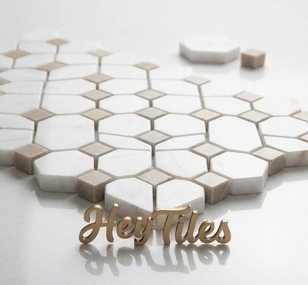MSI Bianco Dolomite Crema Dotty Polished Marble Mosaic