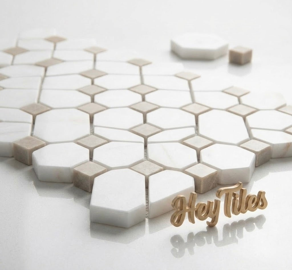MSI Bianco Dolomite Crema Dotty Polished Marble Mosaic