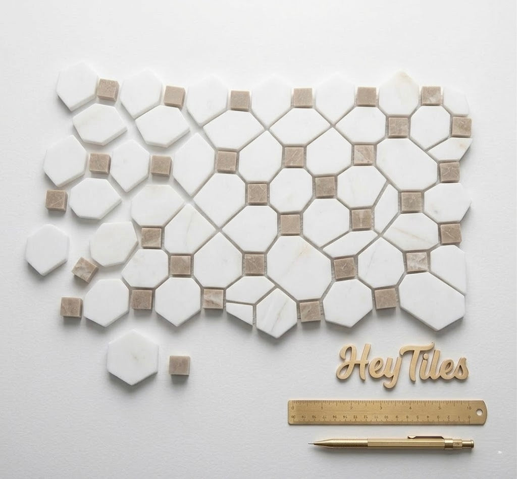 MSI Bianco Dolomite Crema Dotty Polished Marble Mosaic