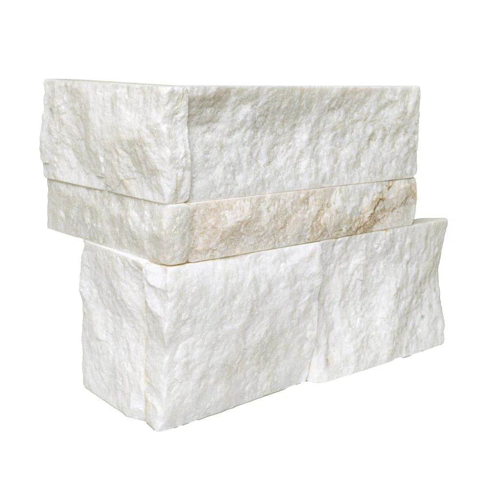 MSI XL Rockmount Arabescato Venato 9"x18" Natural Marble Ledger Corner Wall Tile