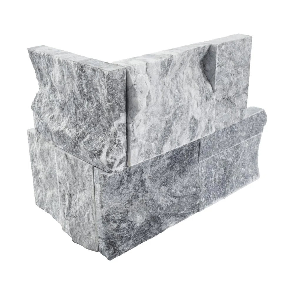 MSI XL Rockmount Atlantic Blue 9x12x6" Splitface Marble Ledger Corner Wall Tile