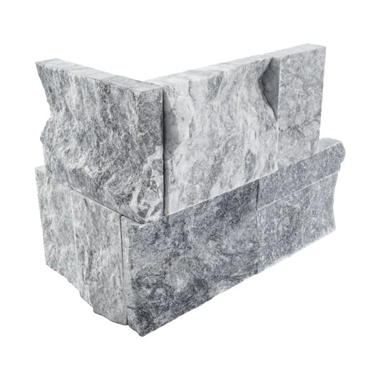 MSI XL Rockmount Atlantic Blue 9x12x6" Splitface Marble Ledger Corner Wall Tile