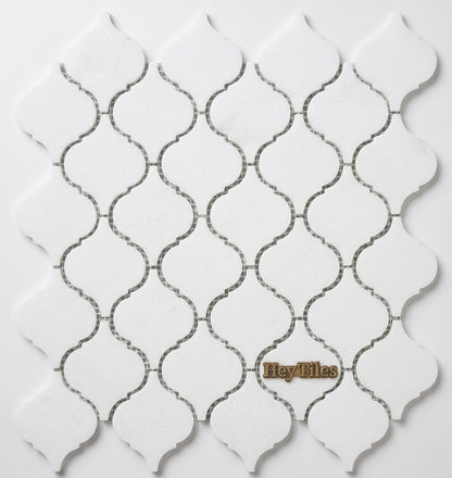 3” Thassos White Arabesque Mosaic, Greek Marble 12X12 — product image 1