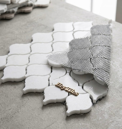 3” Thassos White Arabesque Mosaic, Greek Marble 12X12 — product image 6