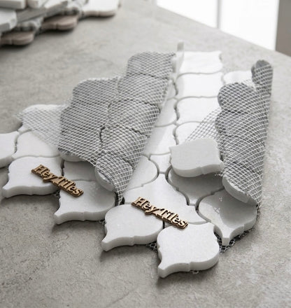 3” Thassos White Arabesque Mosaic, Greek Marble 12X12 — product image 3