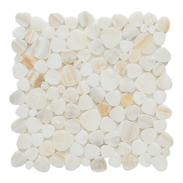 Vanilla Onyx Ivory Honed Pebble Mosaic 12 x 12