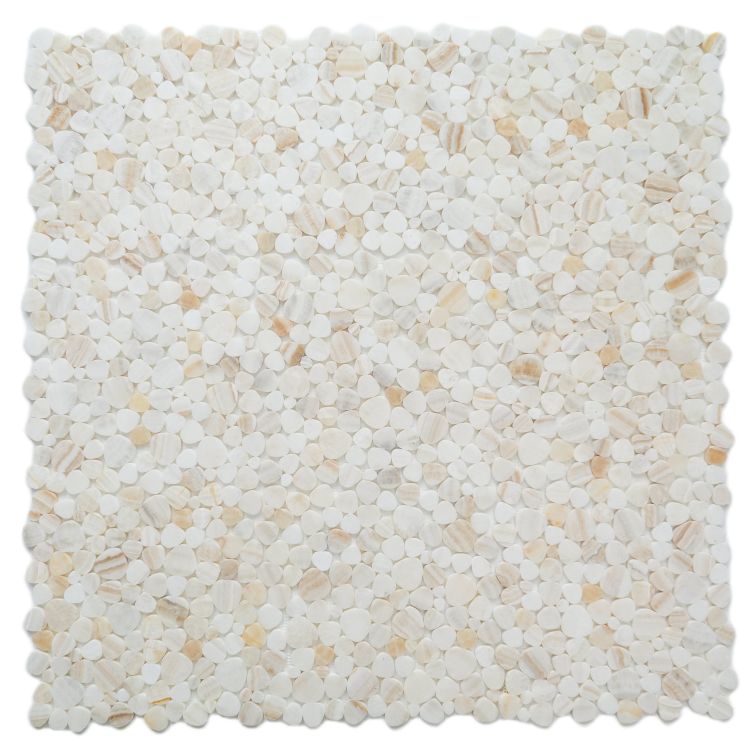 Vanilla Onyx Ivory Honed Pebble Mosaic 12 x 12
