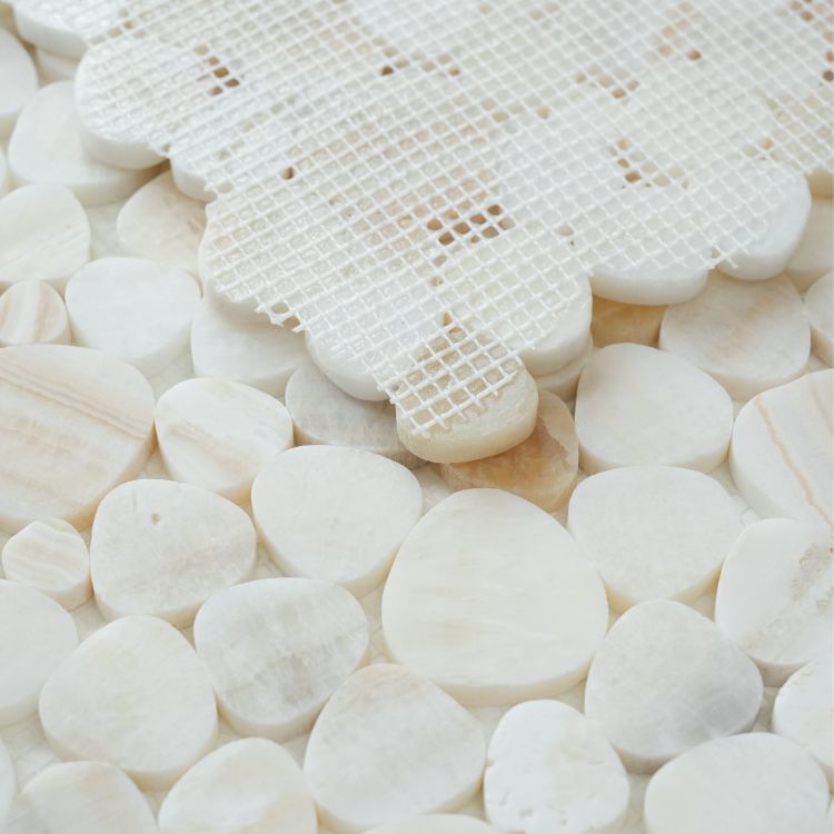 Vanilla Onyx Ivory Honed Pebble Mosaic 12 x 12
