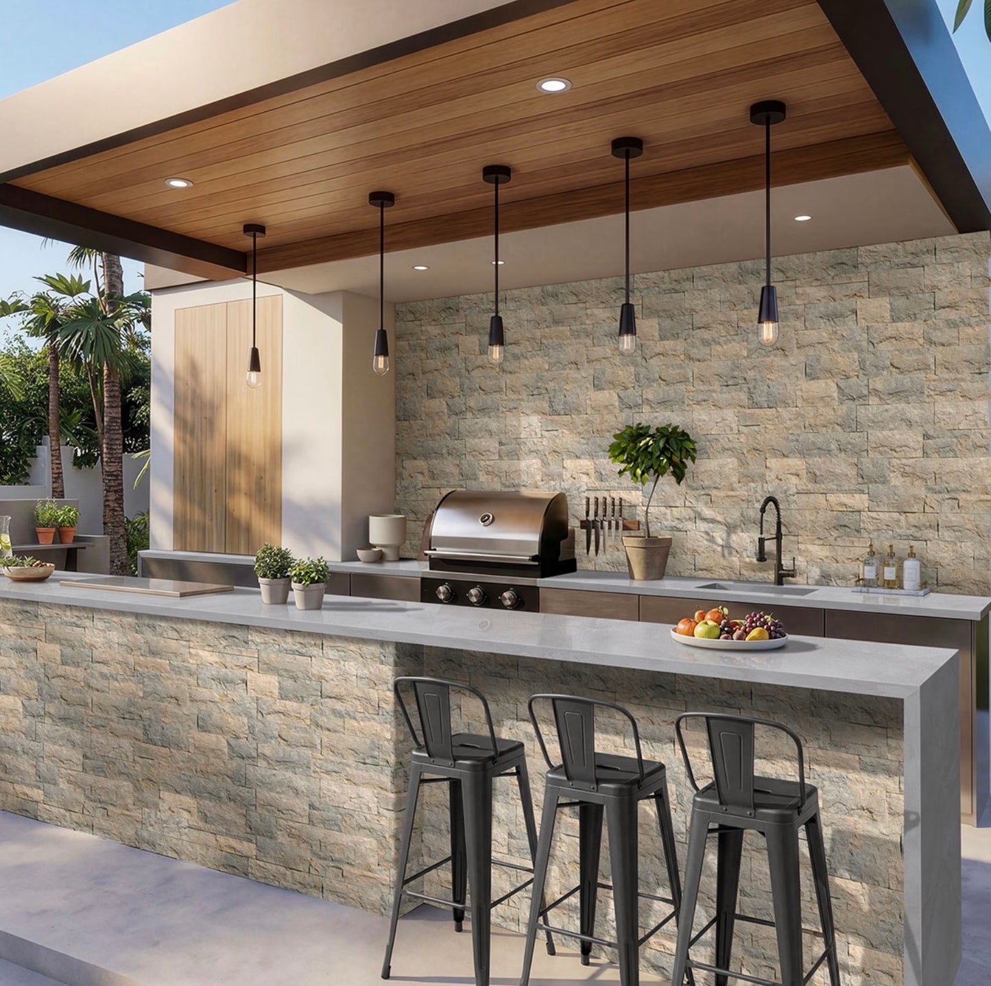 Ocean Blue 9" x 24" Splitface Quartzite Ledger Panel by MSI