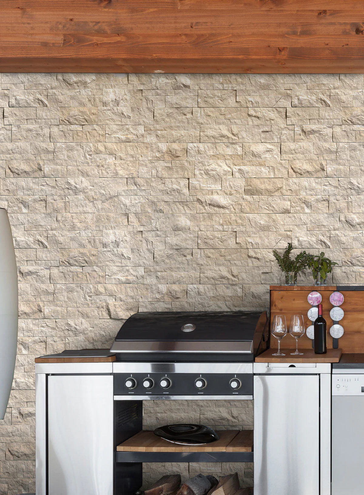 Royal Cream 9" x 24" Splitface Marble Ledger Panel by MSI