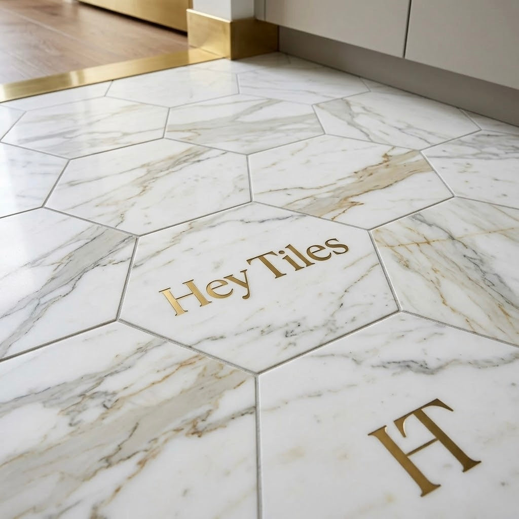 6” Tuscan Calacatta Oro Hexagon Mosaic Tile 3/8