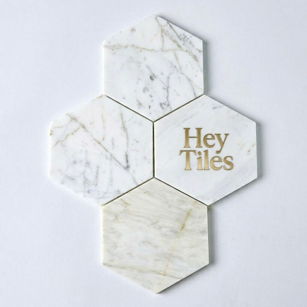 6” Tuscan Calacatta Oro Hexagon Mosaic Tile 3/8