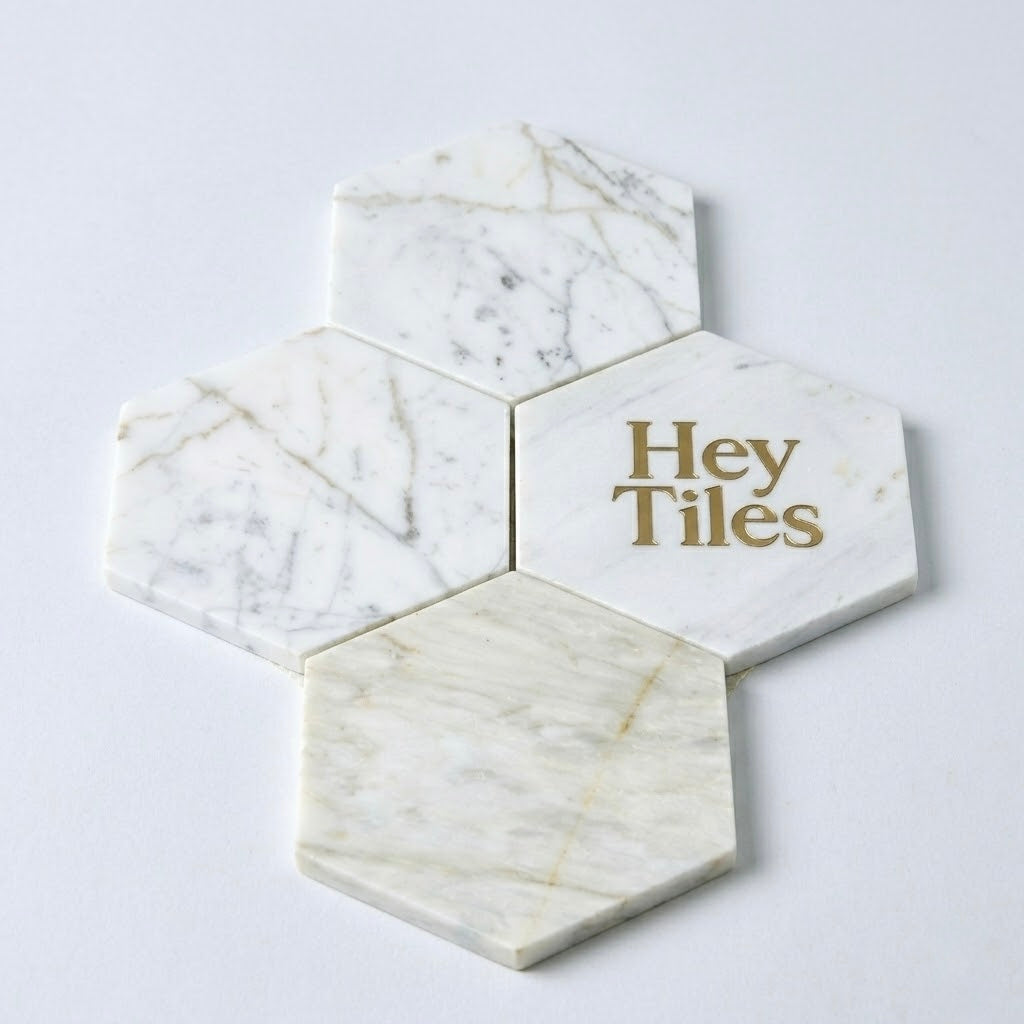 6” Tuscan Calacatta Oro Hexagon Mosaic Tile 3/8
