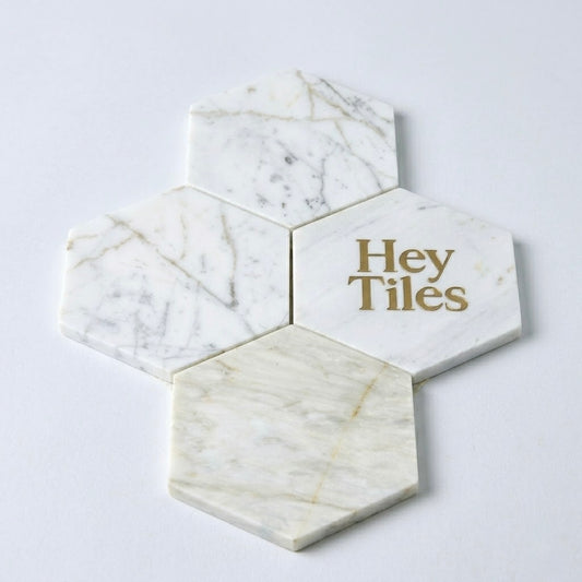 6” Tuscan Calacatta Oro Hexagon Mosaic Tile 3/8