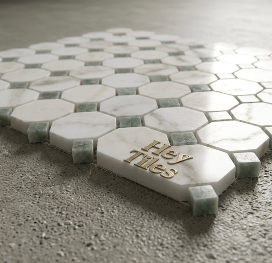 12x12 Calacatta Green Octagon CalaVerde Mosaic Tile