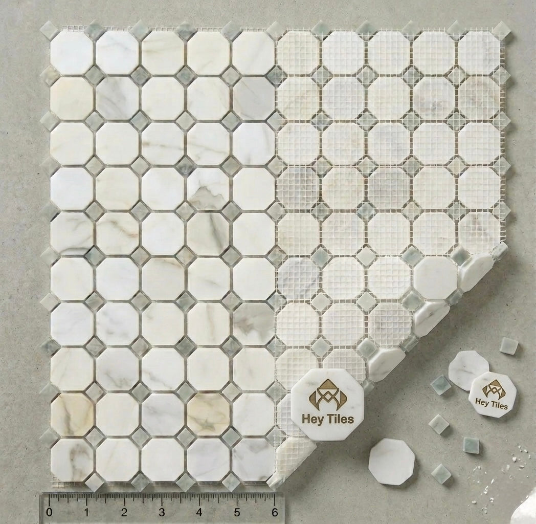 12x12 Calacatta Green Octagon CalaVerde Mosaic Tile