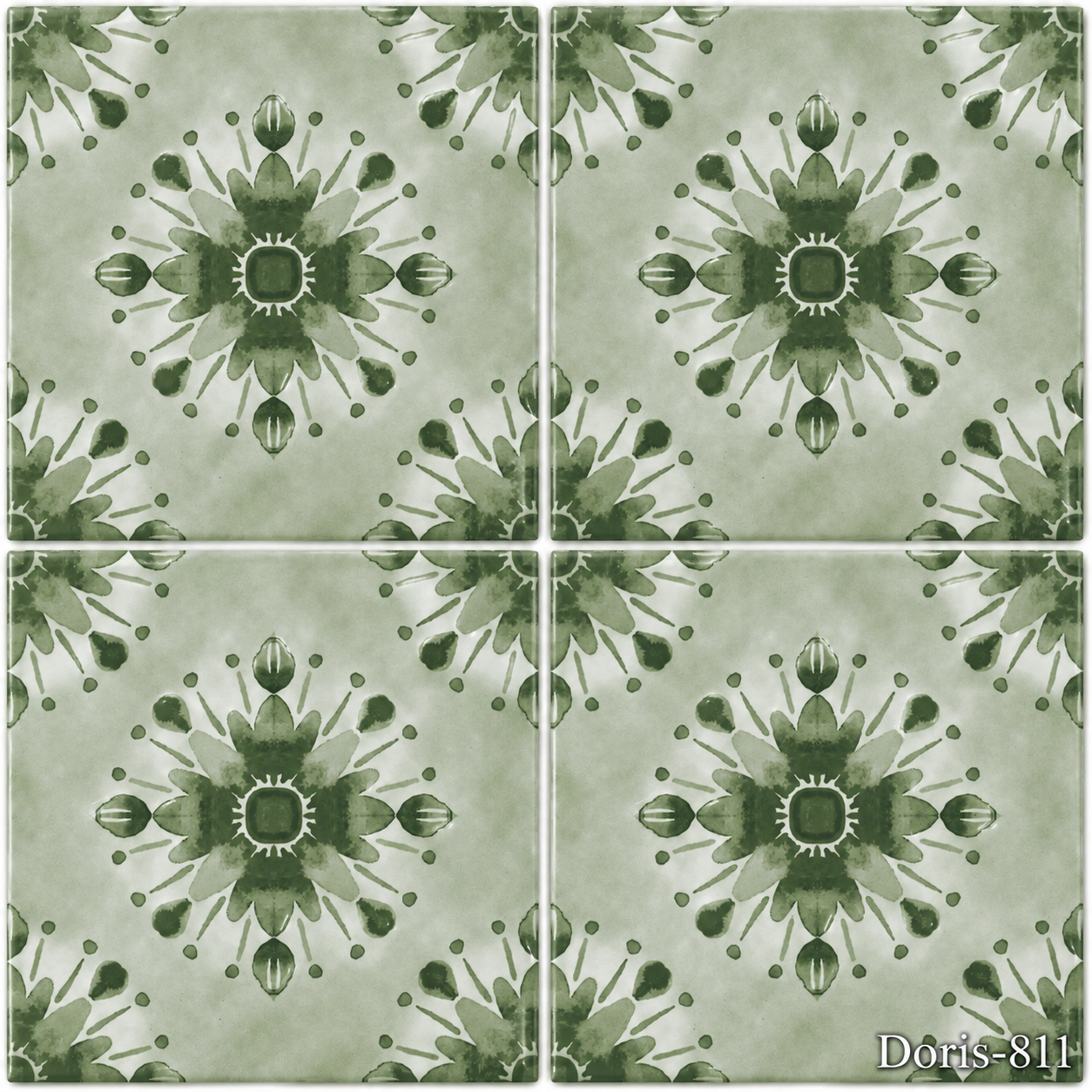 Fujiwa Tile Doris Marlin Green 6" x 6" Porcelain Pool & Spa Tile