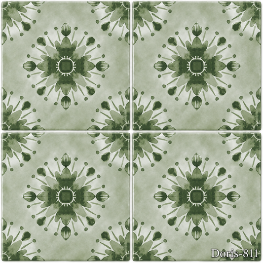 Fujiwa Tile Doris Marlin Green 6" x 6" Porcelain Pool & Spa Tile