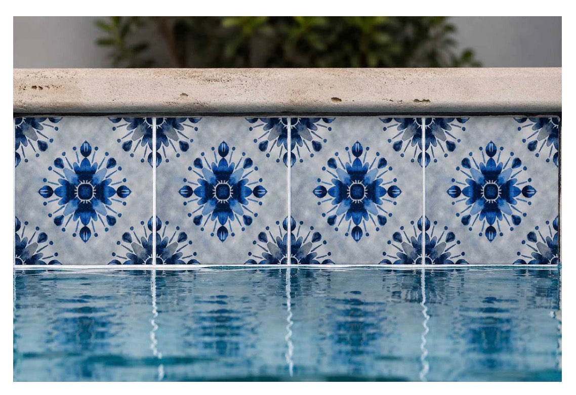 Fujiwa Tile Doris Cayman Blue 6" x 6" Porcelain Pool & Spa Tile