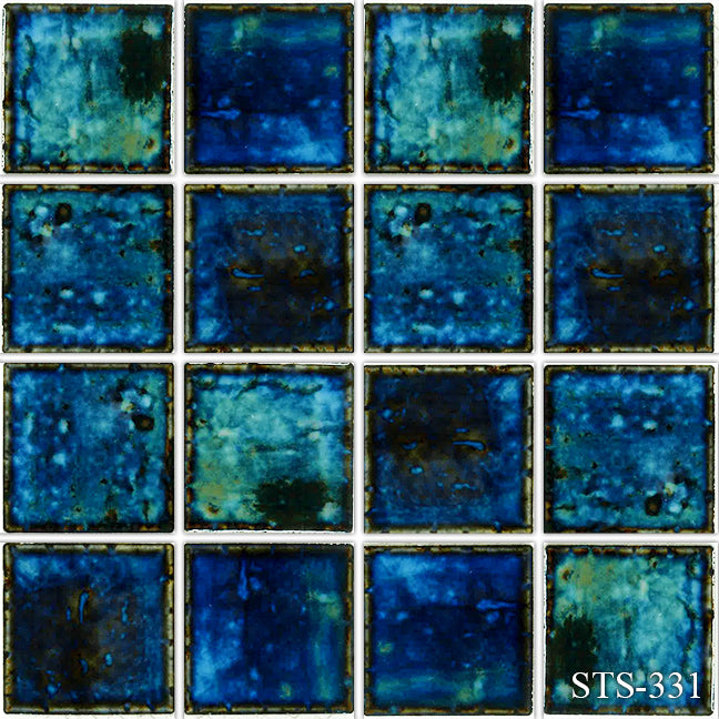 Fujiwa Oyster Blue" 3" x 3" Porcelain Pool & Spa Tile
