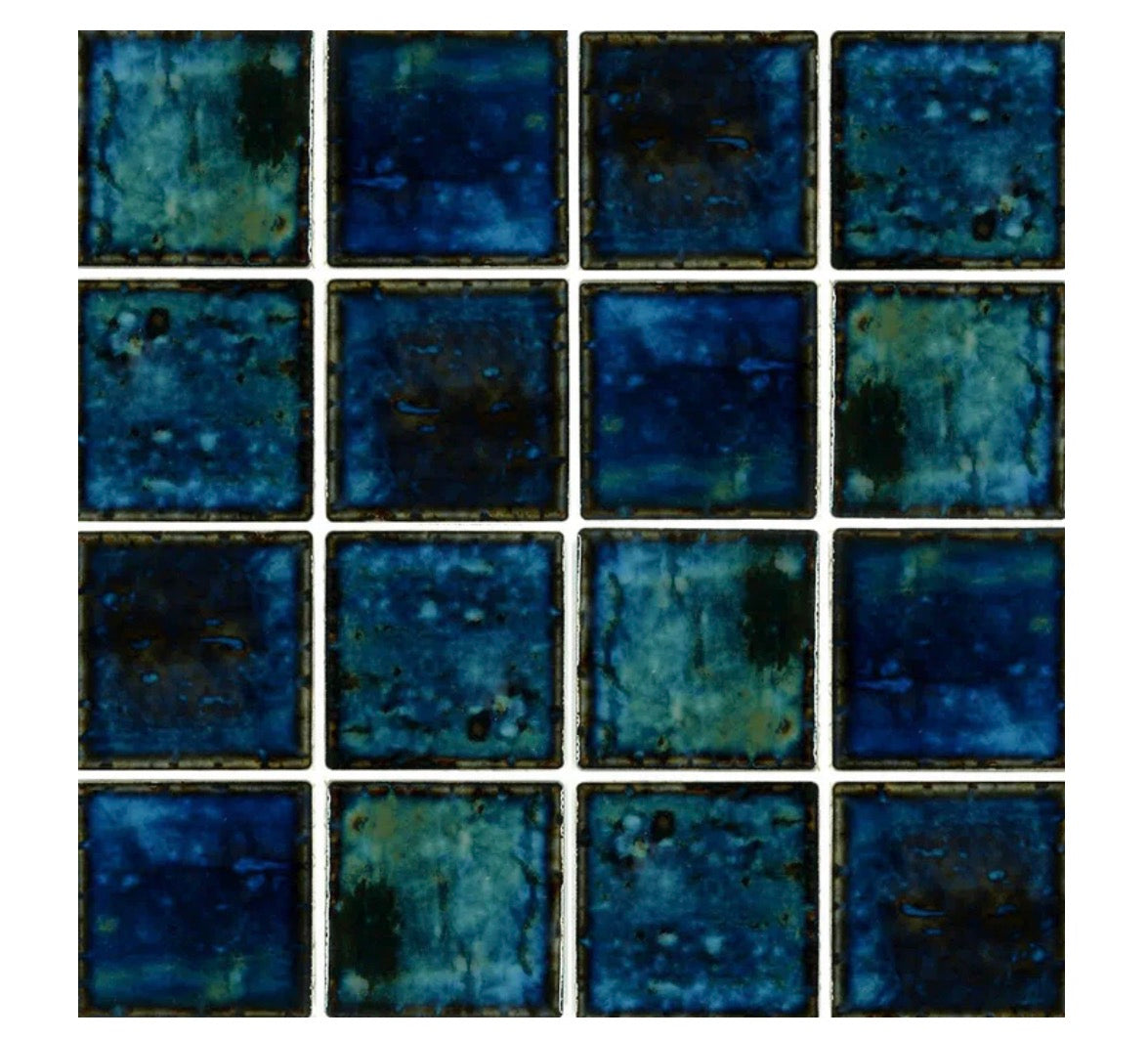 Fujiwa Oyster Blue" 3" x 3" Porcelain Pool & Spa Tile