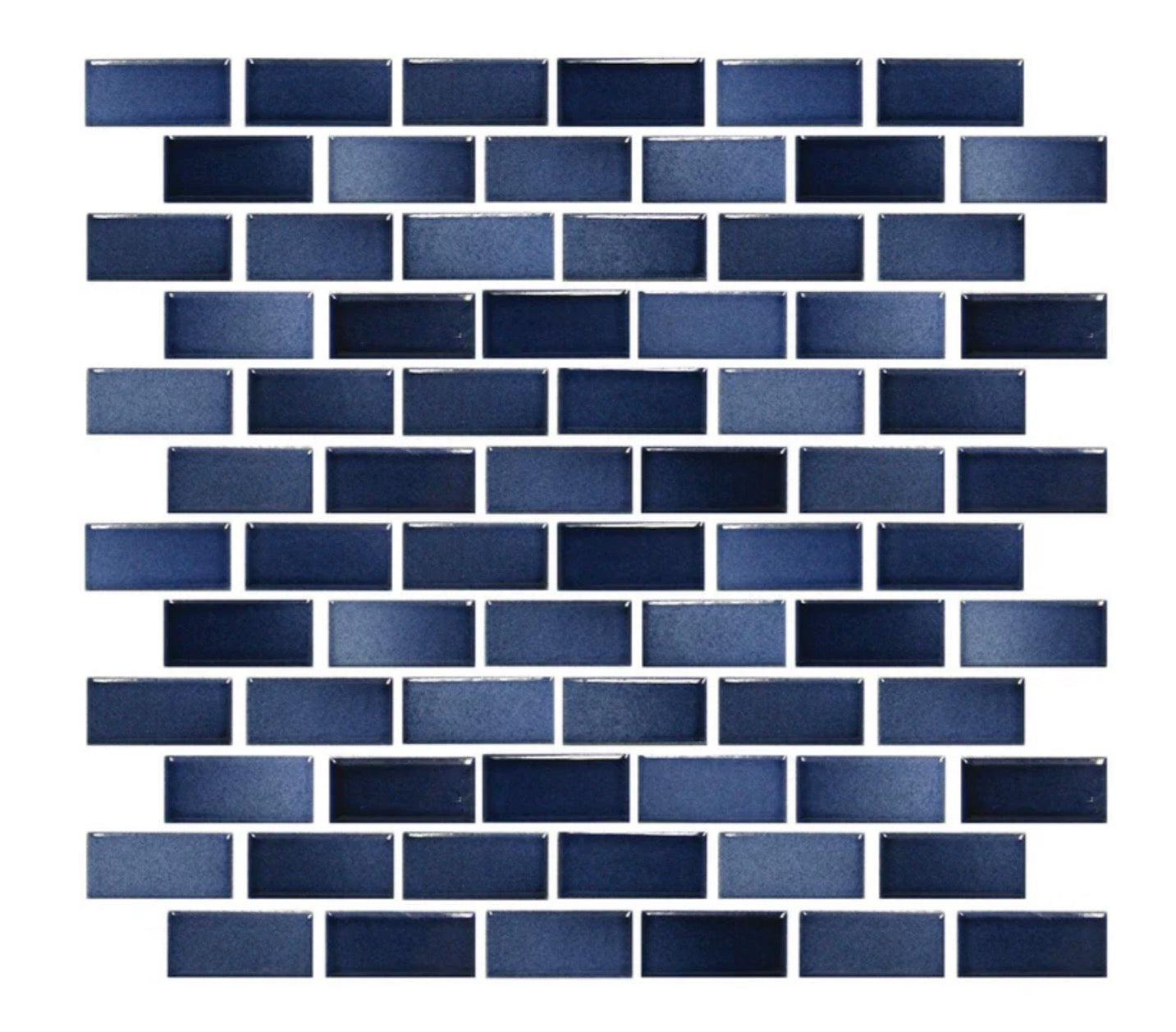 Fujiwa Glasstel Series Indigo 7/8" x 1-7/8" Porcelain Brick Mosaic Tile