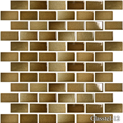Fujiwa Glasstel Series Amber 7/8" x 1-7/8" Porcelain Brick Mosaic Tile — product image 1
