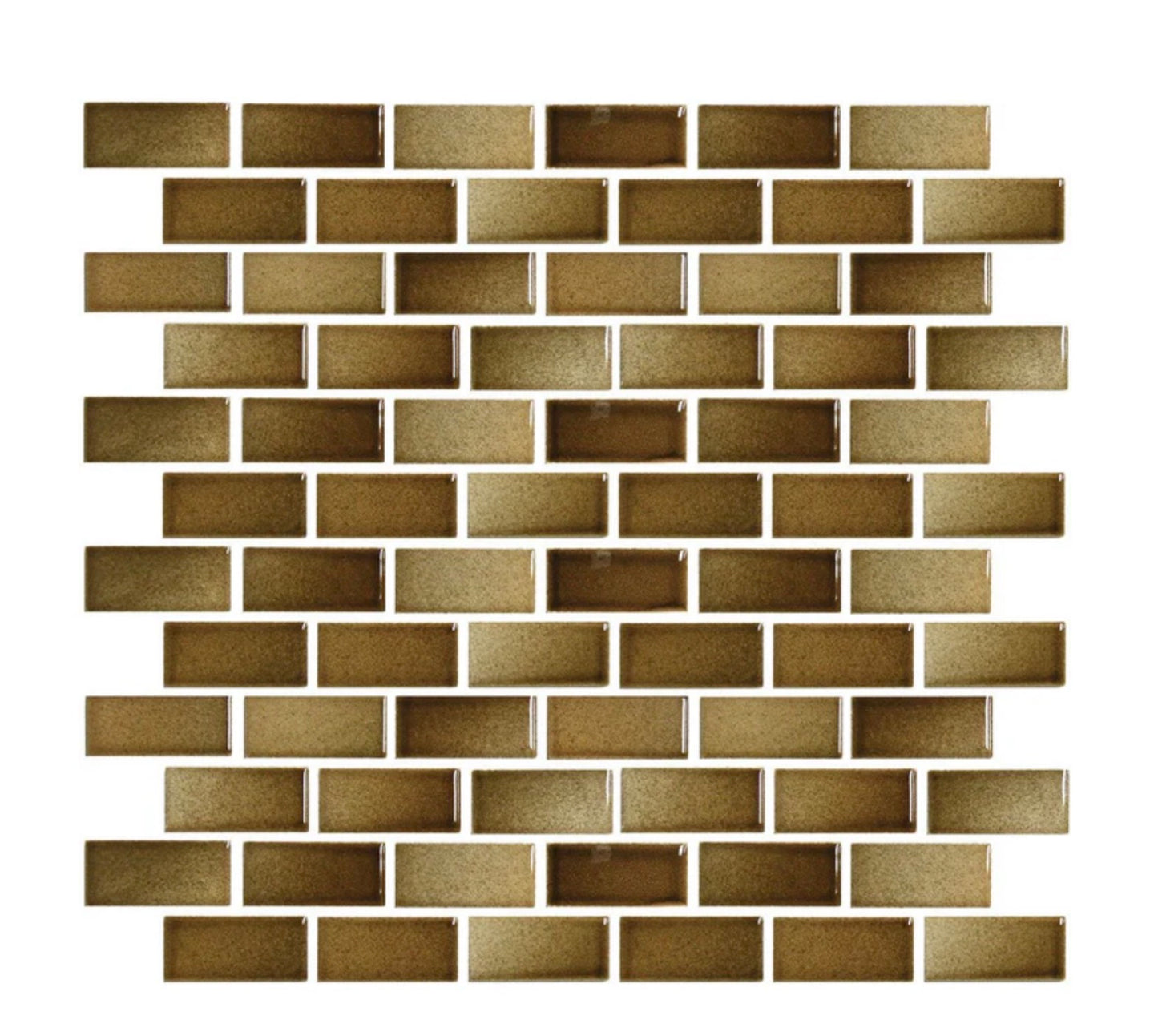 Fujiwa Glasstel Series Amber 7/8" x 1-7/8" Porcelain Brick Mosaic Tile