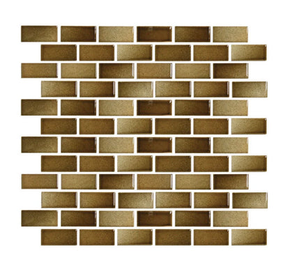 Fujiwa Glasstel Series Amber 7/8" x 1-7/8" Porcelain Brick Mosaic Tile — product image 3