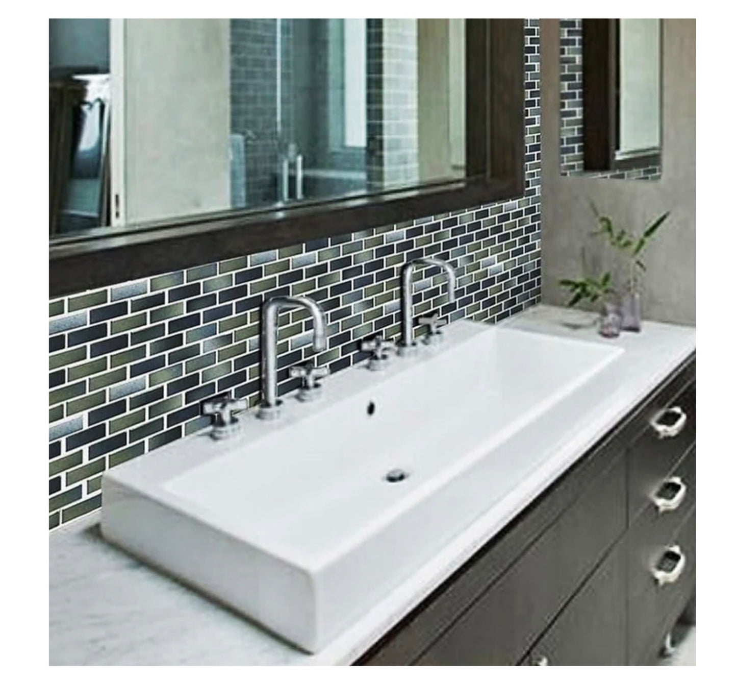 Fujiwa Glasstel Series Captain Blue 7/8" x 1-7/8" Porcelain Brick Mosaic Tile