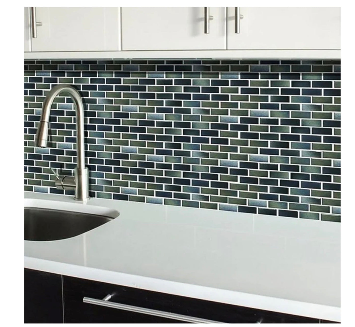 Fujiwa Glasstel Series Captain Blue 7/8" x 1-7/8" Porcelain Brick Mosaic Tile