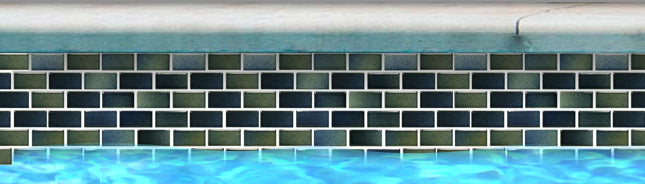 Fujiwa Glasstel Series Bermuda  7/8" x 1-7/8" Porcelain Brick Mosaic Tile