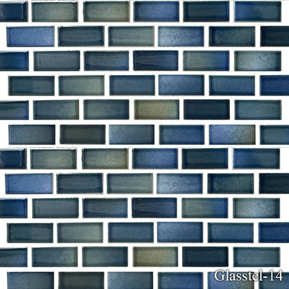 Fujiwa Glasstel Series Bermuda  7/8" x 1-7/8" Porcelain Brick Mosaic Tile — product image 1