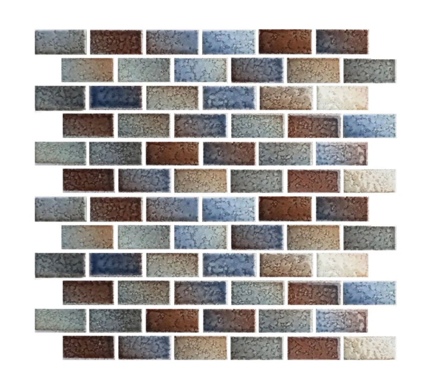 Fujiwa Glasstel Series Tahoe 7/8" x 1-7/8" Porcelain Brick Mosaic Tile