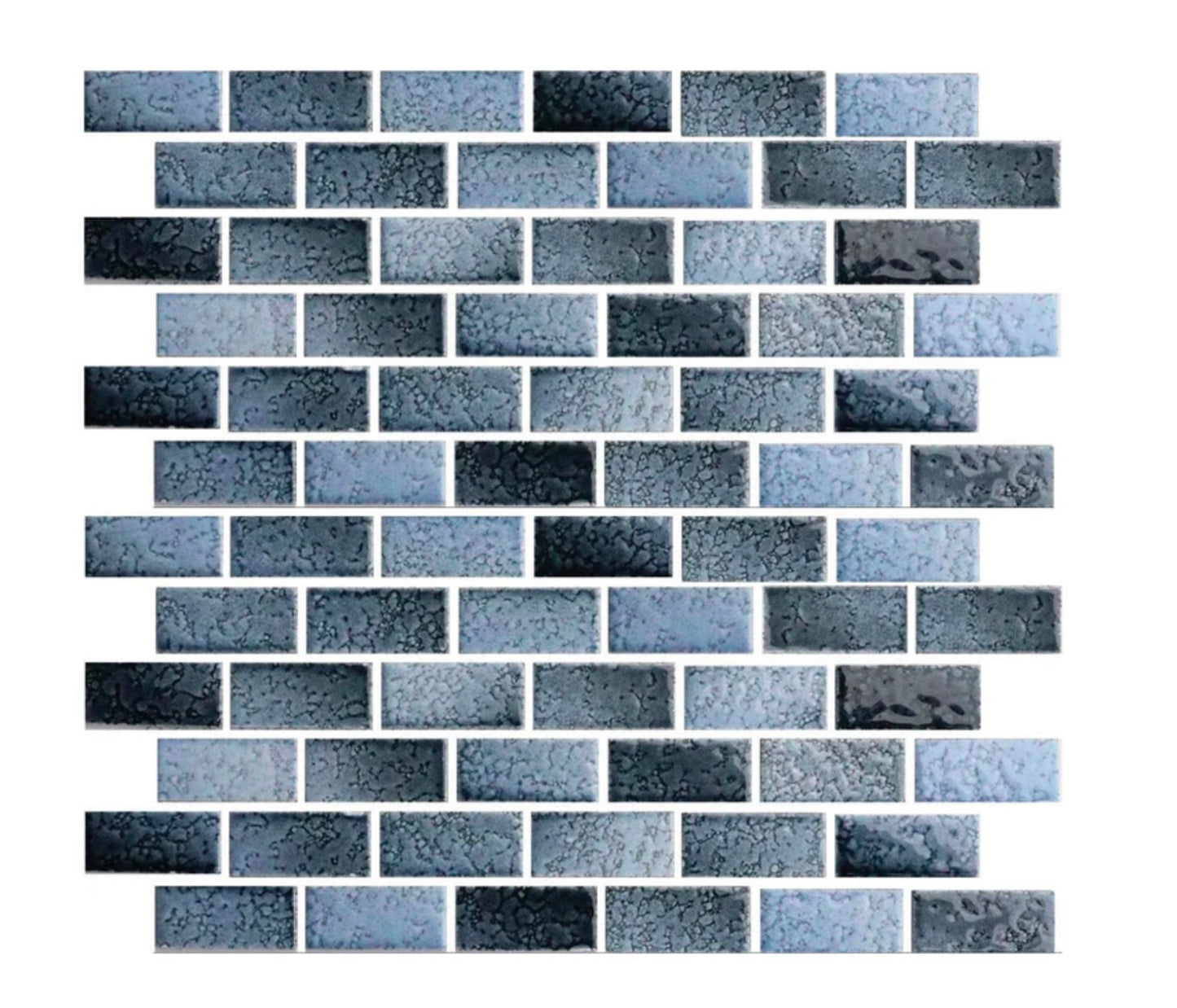 Glasstel Series Aqua 7/8" x 1-7/8" Porcelain Brick Mosaic Tile